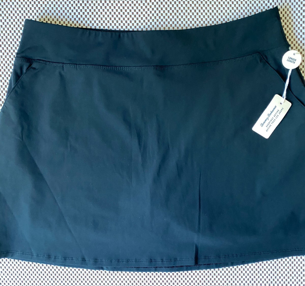 NWT Tommy Bahama Everyday Active Skort Sz L Black Longer Length Golf Pickleball